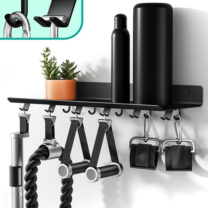 1-Tier Floating Shelf Compatible with Tonal 1 & 2 Accessories | Home Gym Storage Rack, Wall Mount Gym Organizer, Workout Metal Holder, T-Bracket Lock Adapters Hanger, US Patent Holding