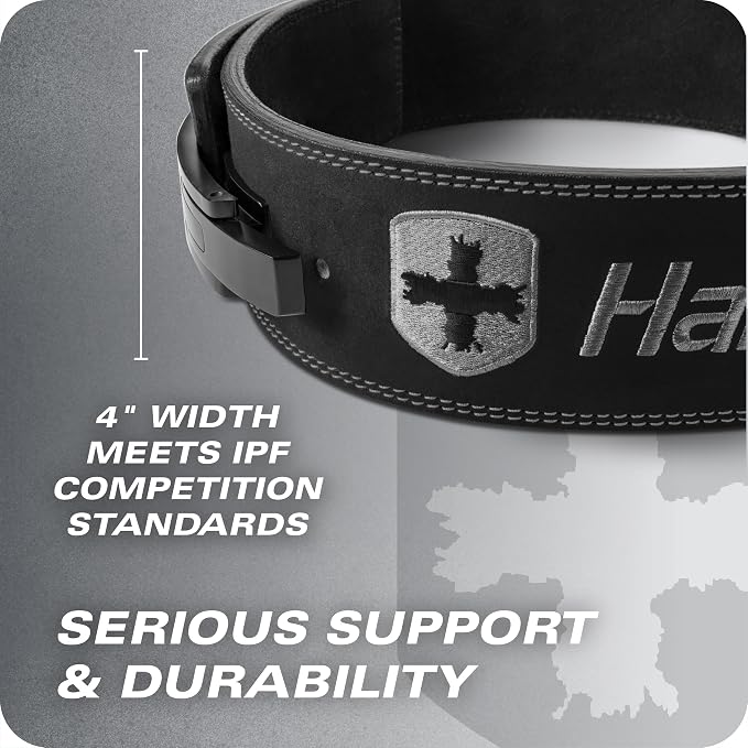 Heavy Duty 10mm Lever Belt for Powerlifting - IPF Approved, 4" Wide, Adjustable Steel Lever Tensioning, Comfort Fit with Suede Lining, Durable Core Support for Heavy Lifting