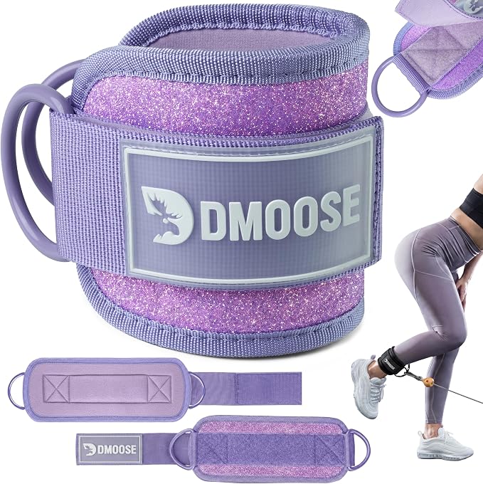 DMoose Ankle Strap for Cable Machine - One Size Fit with Premium Padding, Workout Kickback Ankle Cuffs, Ankle Bands for Working Out, Booty Workouts, Leg Extension, Hip Abductors & Lower Body Exercises