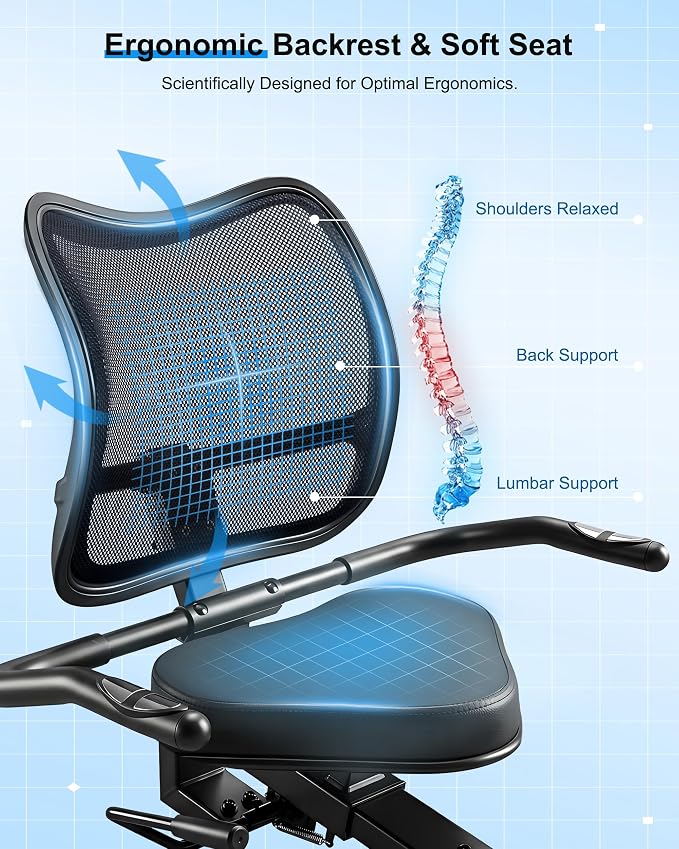 Kawnina Recumbent Exercise Bike for Home, Extra Wide Seat & Arm Exerciser | Ergonomic Back Support, Adjustable Rail, 16-Level Resistance, 420 lbs Capacity