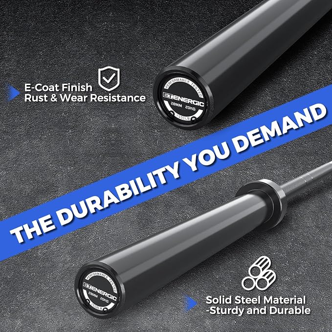 7FT Alloy Steel Olympic Barbell, 1500LB 45LB | 28mm knurled grip bar with needle bearings, chrome finish, 2-inch plate fit, and 1500LB capacity for heavy lifts