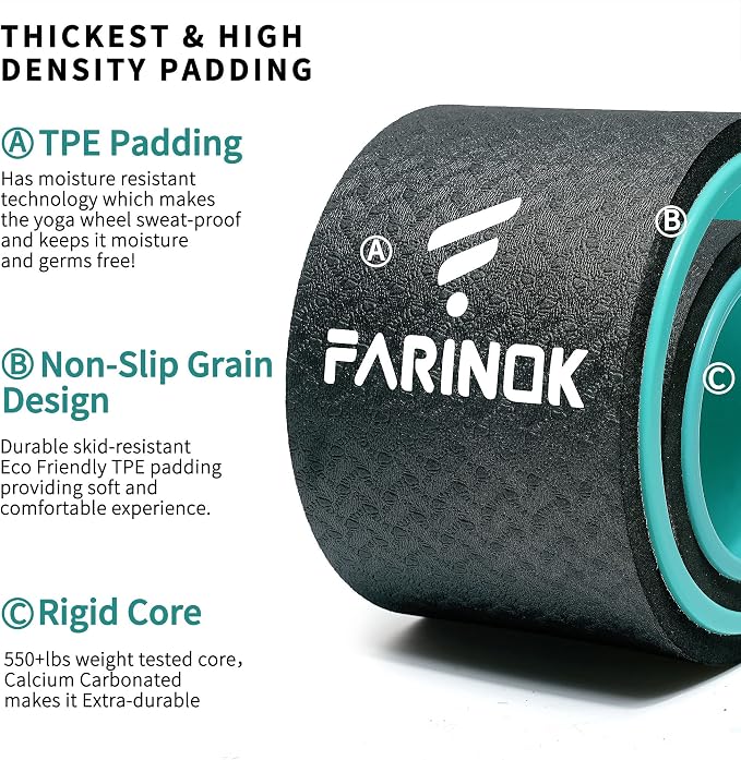Yoga Wheel Set of 2, Upgraded 10MM Back Wheels for Pain Relief & Stretching | Strongest Thick Back Roller for Deep Tissue Massage, Improving Yoga Poses Backbend