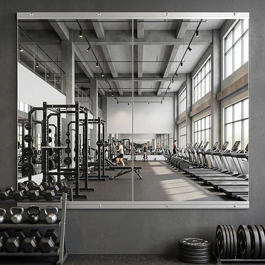 Home Gym Mirror, 40" x 60" - 2PCS, Large Full Length Mirror Wall Mounted for Yoga, Frameless Tempered Glass for Home Gym, Dance Studio, Living Room, Bathroom