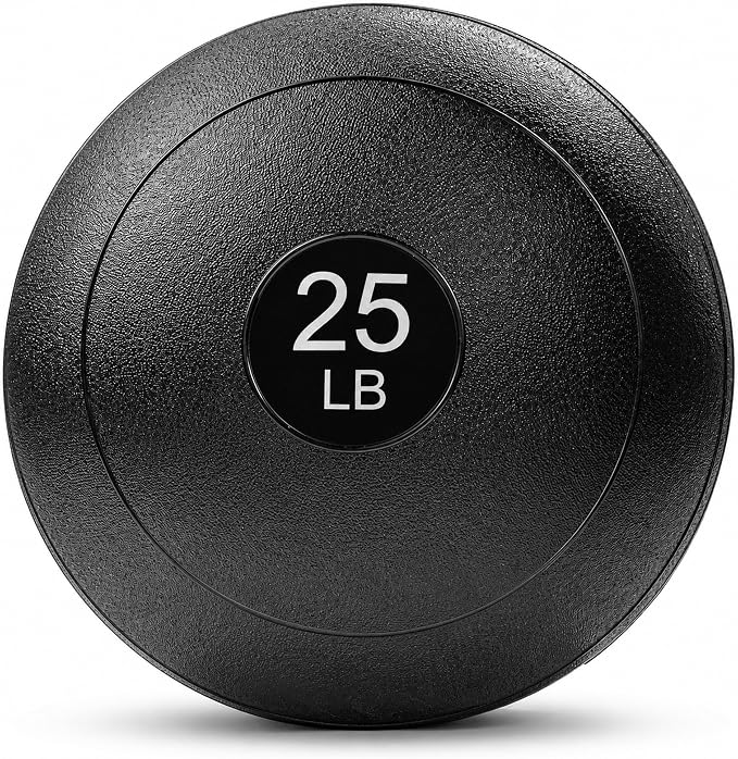 Sunny Health & Fitness Slam Medicine Ball - Sand-Filled, No-Bounce | 10-50LB, Sand-Filled, No-Bounce Core, Treaded Rubber Grip, Durable Flexible Shell, Full-Body Training, High-impact