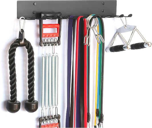 Multifunctional Gym Equipment Storage Rack - Wall Mount Holder for Exercise Bands, Lifting Belts and Skipping Ropes