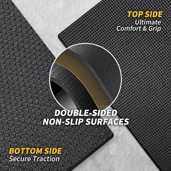 CAMBIVO Extra Long Wide Yoga Mat, Thick PVC Workout Mat | For tall and plus-size, cushioned PVC with non-slip bottom, for home gym pilates barefoot and bodyweight training