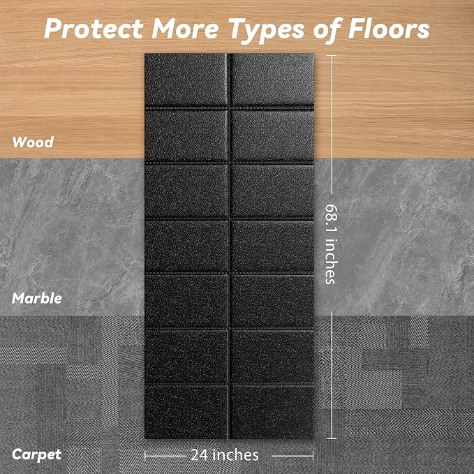 Walking Pad Mat – 68" x 24", 1/4" Thick Treadmill Mat for Carpet Floors | Non-Slip High Density for Bike, Elliptical, Home Gym Use