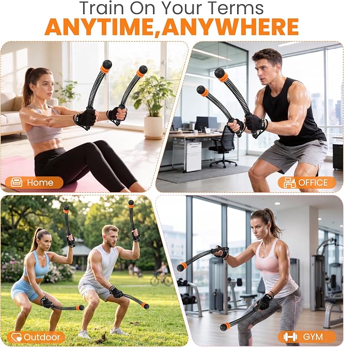 Ropeless Battle Ropes with Adjustable Weight, 2 Pack, Black | Adjustable weighted ropeless battle ropes with removable resistance rings for full-body HIIT workouts.