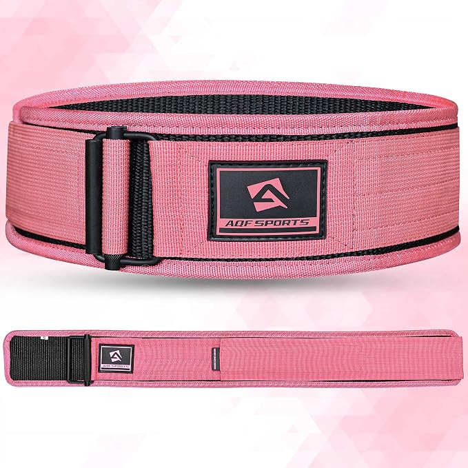 AQF Self-Locking Weight Lifting Belt, 4" Nylon Gym Support Belt