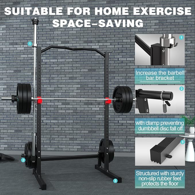 Power Cage Height Adjustable Squat Rack Home Gym Power Tower Multi-Function Pull Up Station Strength Training Squat Stand Barbell Rack