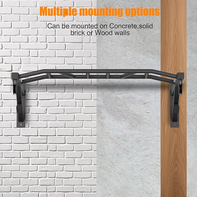 Upgrade Pull Up Bar Wall Mounted,Heavy Duty Multi Grip Chin Up Bar for Strength Training, 600 lbs Capacity, Durable Steel Construction, Perfect for Home and Garage Workouts