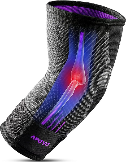 APOYO Tennis Elbow Brace for Women & Men, Workout and Everyday Use (Medium) | Elbow Compression Sleeve for Arthritis, Tendonitis, Tennis Elbow & Golfers Elbow, Reduce Joint Pain During Fitness Activity