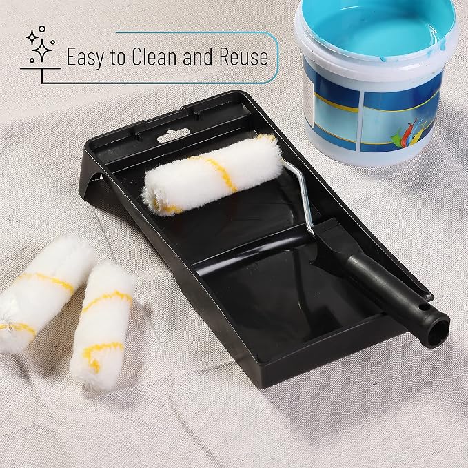 Bates- Paint Tray Set, Paint Roller Kit, 6 pcs, 4 Inch Roller Set, Small Paint Roller Brush for House Painting Supplies