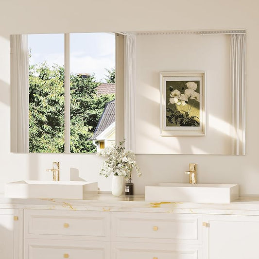 72x36 Frameless Bathroom Vanity Mirrors for Over Sink, Modern Rectangle Bathroom Mirrors for Wall with Polished Edge Shatterproof Decorative Mirror for Bedroom, Living Room, Entryway