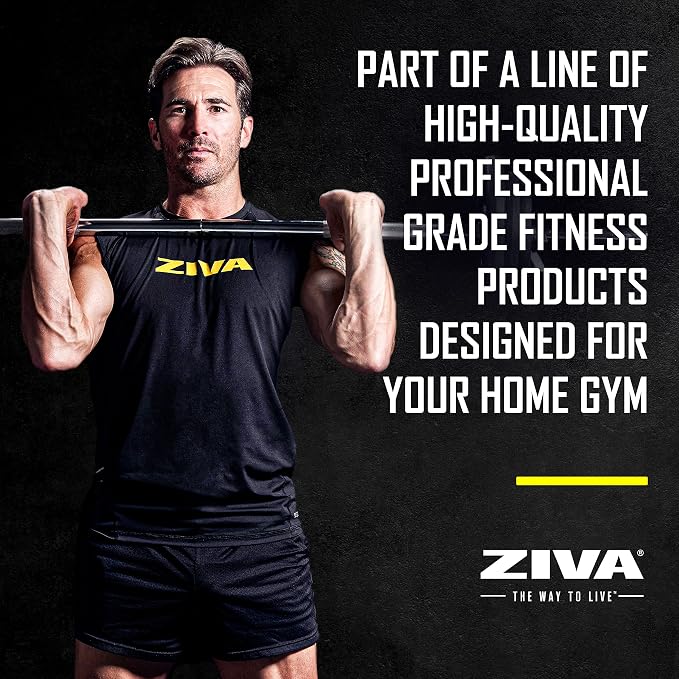 ZIVA 35lb Studio Barbell Weight Set – Adjustable Home Gym Kit with Standard Rubber Urethane Plates, 5' Chrome Bar (1.18" diam) & Collars | Extra Plates Not Included