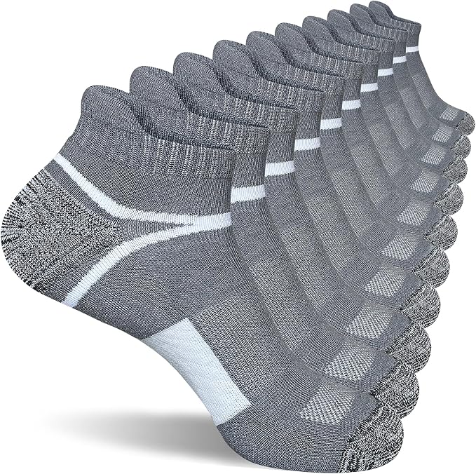 suaskk Men's Ankle Athletic Cushioned Anti-Blister Running Socks 5 Pairs | Comfort and Breathable, Moisture Wicking,