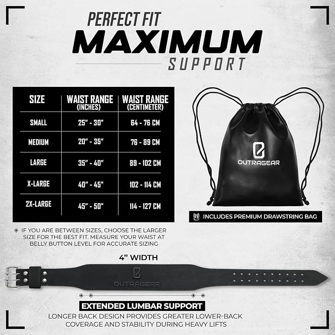 Real Leather Weight Lifting Belt - 7mm Gym Belt for Strength Training - Adjustable Buckle Weight Lifting Belts for Men & Women with Core Back Support