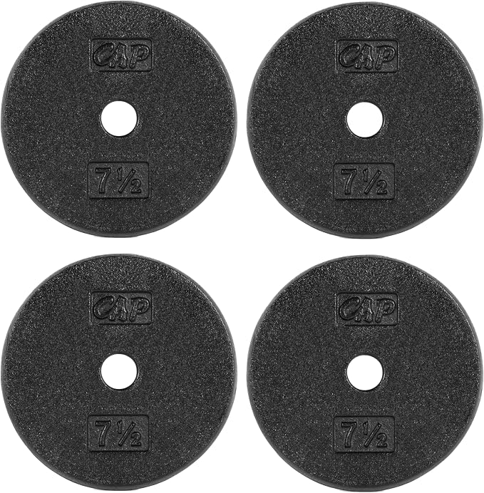 CAP Barbell Standard 1-Inch Cast Iron Weight Plates - Singles & Sets | 1.25-50 lbs | Multiple Options