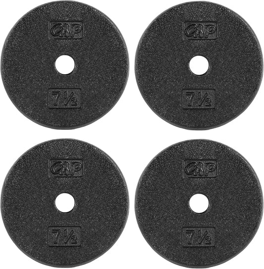 CAP Barbell Standard 1-Inch Cast Iron Weight Plates - Singles & Sets | 1.25-50 lbs | Multiple Options