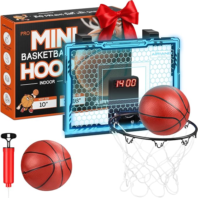 Mini Basketball Hoop for Kids Foldable Indoor Basket Ball Hoops | 2 Over the Door Mini Hoop Basketballs
