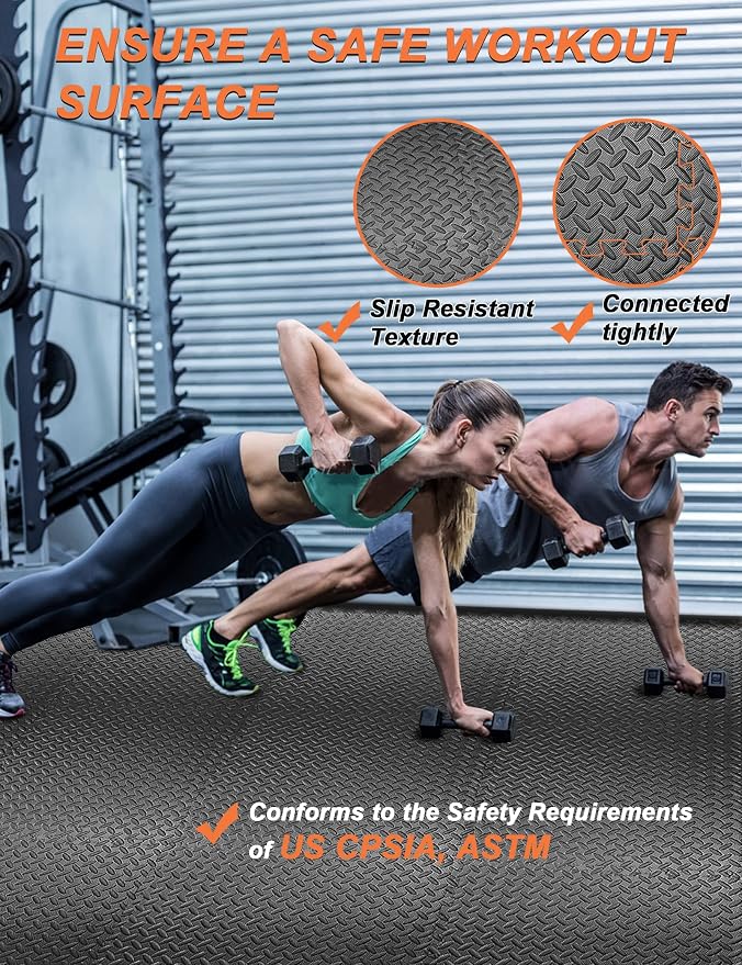 innhom 12/24/48 Tiles Gym Flooring Gym Mats Exercise Mat for Floor Workout Mat Foam Floor Tiles for Home Gym Equipment Garage