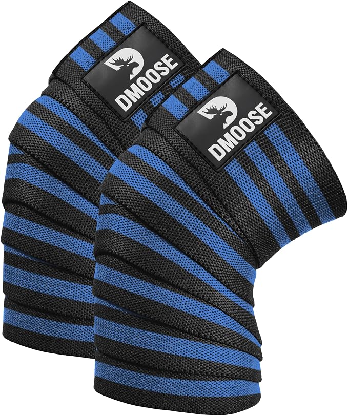 DMoose Fitness Knee Sleeves for Weightlifting (Pair) 78" Knee Wraps for Squats, Powerlifting & Joint Stability