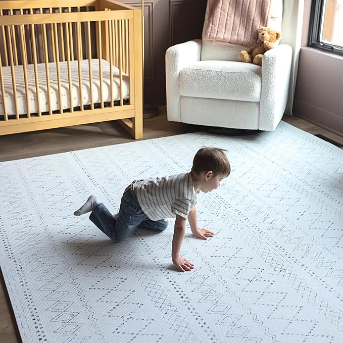 Little Landings Baby Play Mat for Floor - Boho (6x8ft) - Premium EVA Foam Play Mat for Babies & Toddlers (Ages 0-5+) - Non-Toxic Playmat for Tummy Time, Crawling & Playroom - Stylish & Comfortable