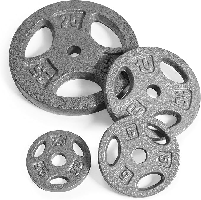 WF Athletic Supply Cast Iron 1-Inch Standard Grip Plate for Strength Training, Muscle Toning, Weight Loss & Crossfit - Multiple Choices Available