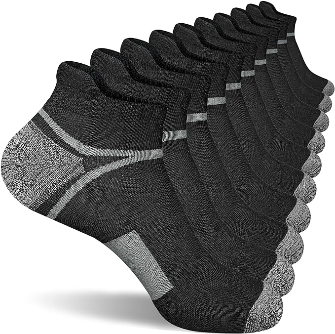 suaskk Men's Ankle Athletic Cushioned Anti-Blister Running Socks 5 Pairs | Comfort and Breathable, Moisture Wicking,