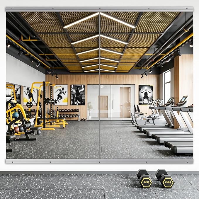 Home Gym Mirror, 48"x30"-2 PCS Gym Mirrors for Wall | Frameless | Tempered Glass | Large Workout Mirrors for Home Gym, Dance Studio, Yoga Room, Garage Gym