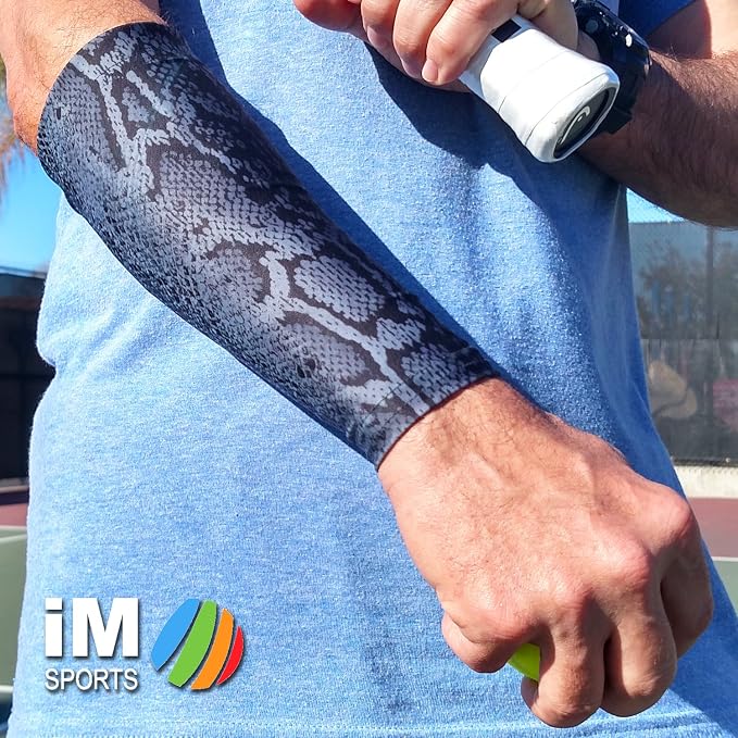 DROP SHOT Tennis Forearm Compression Sleeves + No Logos + U.S. Made - (single tennis forearm sleeve)