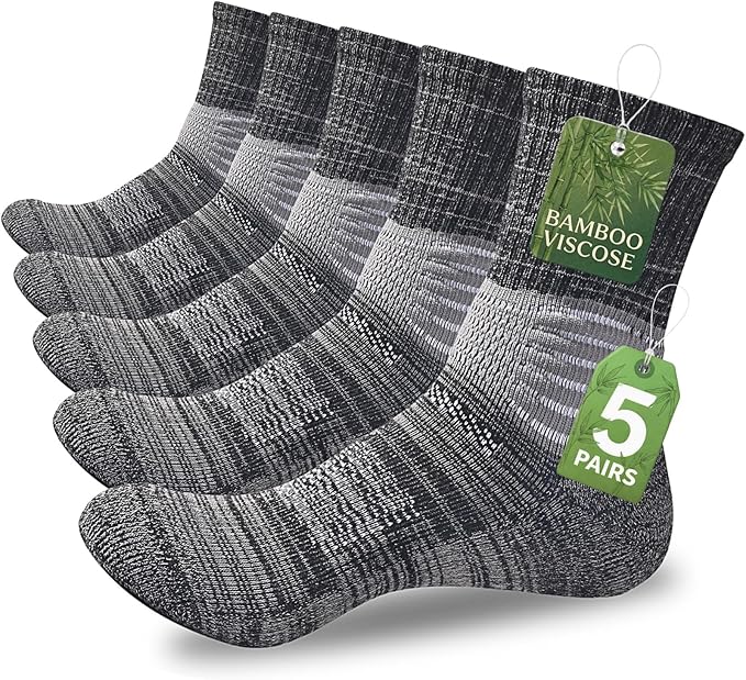 IRAMY Compression Ankle Support Crew Socks Men Women Wicking Plantar Fasciitis Relief Running Hiking Socks 3 Pairs