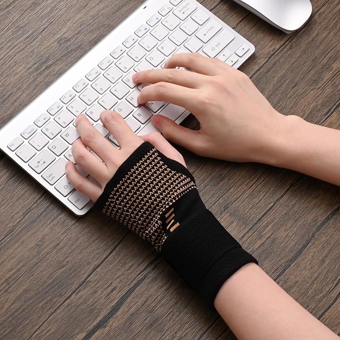 Copper Wrist Compression Sleeves, Comfortable and Breathable for Arthritis, Tendonitis, Sprains, Workout, Carpal Tunnel, Wrist Support for Women and Men