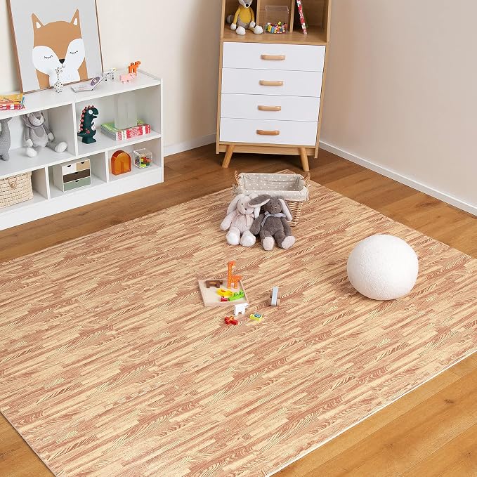 Giantex 12 Pcs Faux Wood Grain EVA Foam Tiles, 24"x24" Interlocking Floor | 48 Sq. Ft Puzzle Exercise Mats with 24 Borders, 0.4" Thick Waterproof Anti-Slip Flooring for Home Gym, Basement, Light Oak
