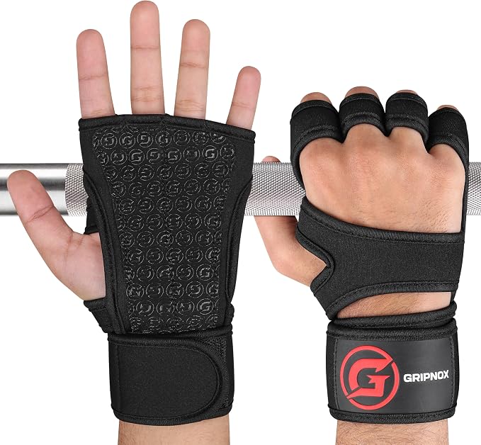 Ventilated Weight Lifting Gloves for Men & Women with Wrist Wrap Support – Padded Fingerless Gym Workout Gloves with Non-Slip Grip for Fitness, Weightlifting & Cross Training