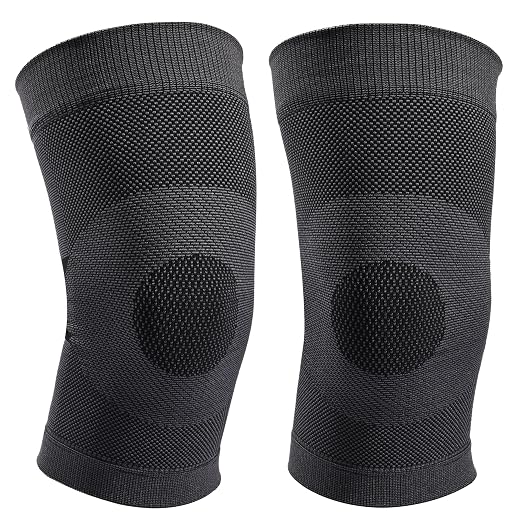 NURCOM Knee Brace, 8-Zone Compression Sleeve, Black L | For Meniscus Tear, Arthritis, Acl, Mcl, Tendonitis & Joint Pain Relief, Running, Workouts, Recovery, Pair Pack, Men & Women
