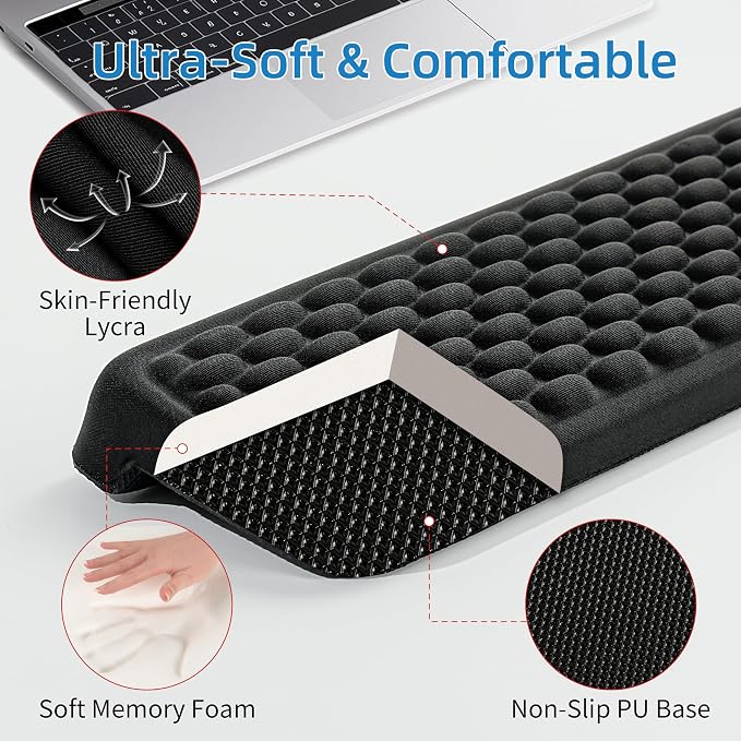 MEKASS L-Shaped Desk Elbow Pad for Desk, Memory Foam Elbow Support Padding with Non-Slip, Ergonomic Desk Edge Cushion, Wrist Comfort Support for Office Home 2 Pcs (Ellipse Black)