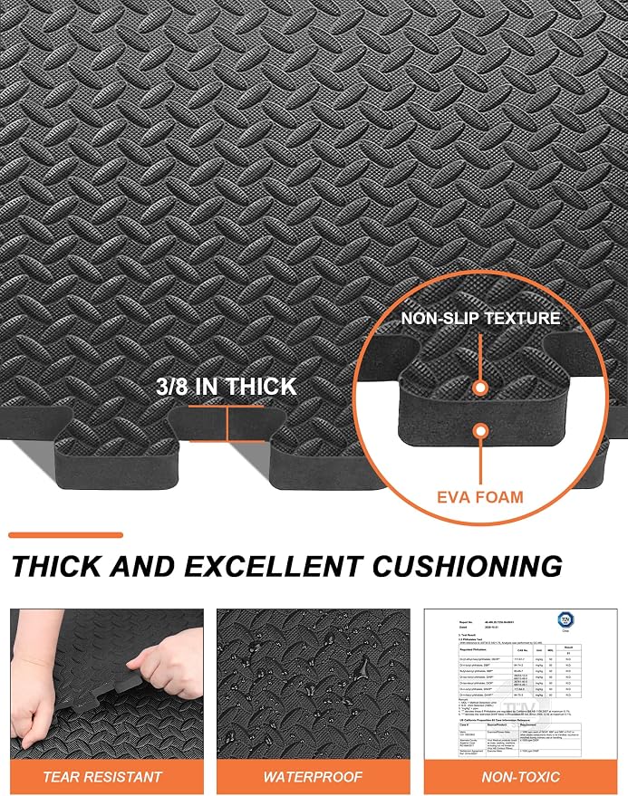 innhom 12/24/48 Tiles Gym Flooring Gym Mats Exercise Mat for Floor Workout Mat Foam Floor Tiles for Home Gym Equipment Garage