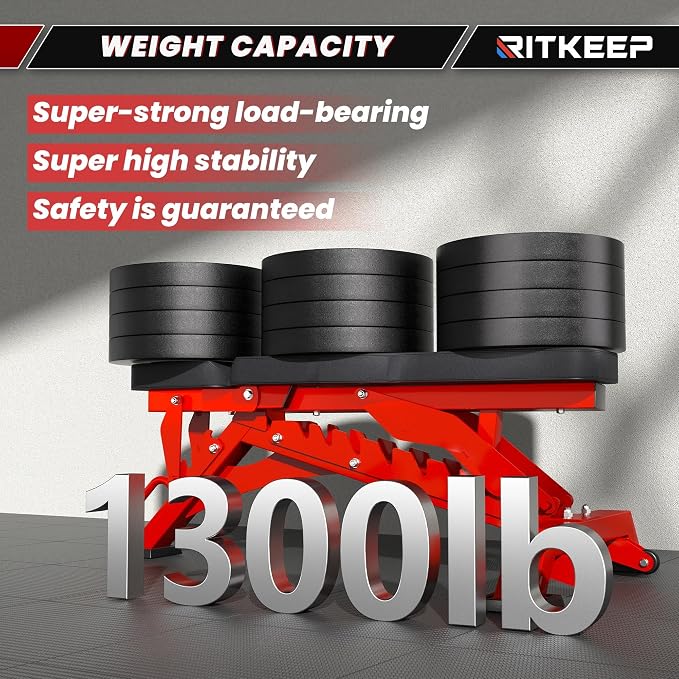 RitKeep Adjustable Weight Bench, 1300LB Capacity for Garage & Home Gym | Weightlifting Workout Bench with 40 Adjustment Positions for Incline, Decline, Bench Press and Full-Body Training -RAB-3000