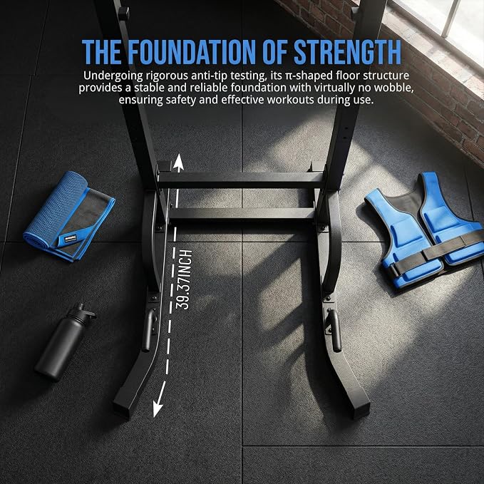 BARWING Pull Up Bar Station, Power Tower, Dip Station with 3D Backrest, Multi-Function Strength Training Stand Rack, Adjustable Height Dip Bar for Home Gym Workout Stand Fitness Exercise Equipment