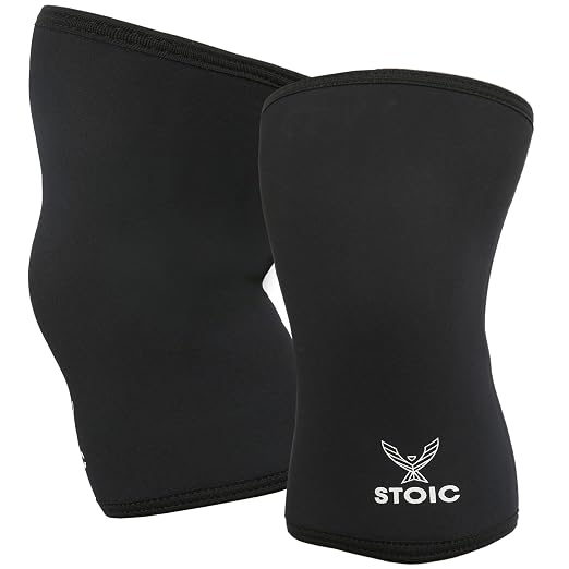 Stoic 7mm Neoprene Knee Sleeves for Men & Women - Black, Large