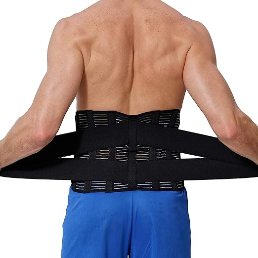 NeoTech Care Adjustable Compression Back Brace Lumbar Support Belt, Black, Size XL