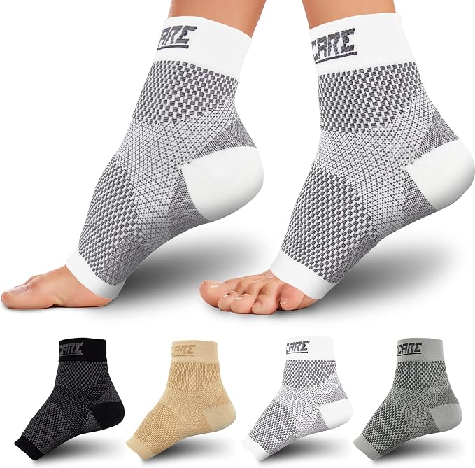 Compression Socks for Women & Men Open Toe (1 Pair) - Best Ankle Compression Sleeve for Swelling, Achilles Tendonitis, Heel Pain & Plantar Fasciitis Relief, White, X-Large