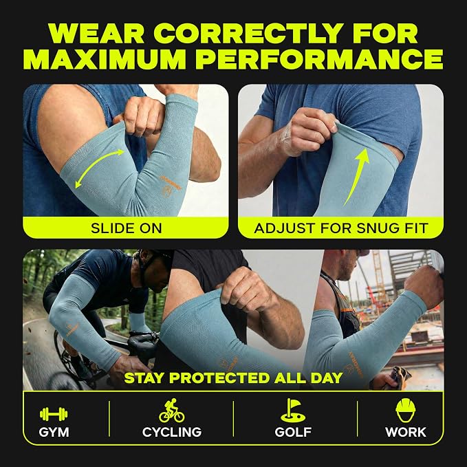 ARMORAY Arm Sleeves for Men and Women - UV Sun Protection Cooling Compression - Tattoo Cover Up Sleeve for Daily Wear & Work