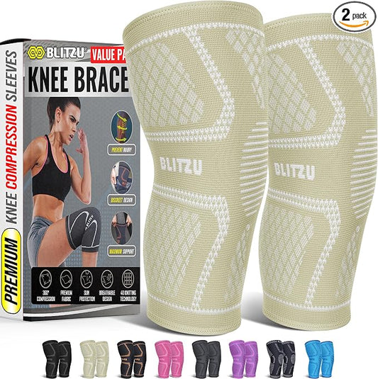 Knee Brace Men & Women, Knee Compression Sleeve Support Wrap Tendonitis M | 2 Pack, Joint & Patella Stabilization, Arthritis Pain Relief, Meniscus Tear, ACL Injury Recovery, Running, Sports, Workout