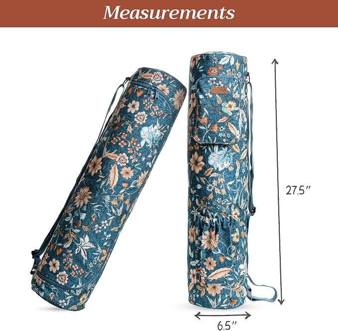 Maison d' Hermine Yoga Mat Duffle Bag Gym Tote Yoga Mat Carry Bag | Cylindrical bag for Woman Men Gifts Adjustable shoulder straps with Drawstring Water Bottle Pocket and zipper pocket