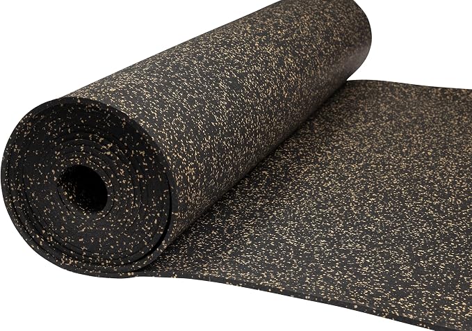Genaflex Rubber Gym Floor Mat - 8mm Thick - Heavy Duty Commercial Protective Gym Flooring Roll (10% Tan, 4' X 6')