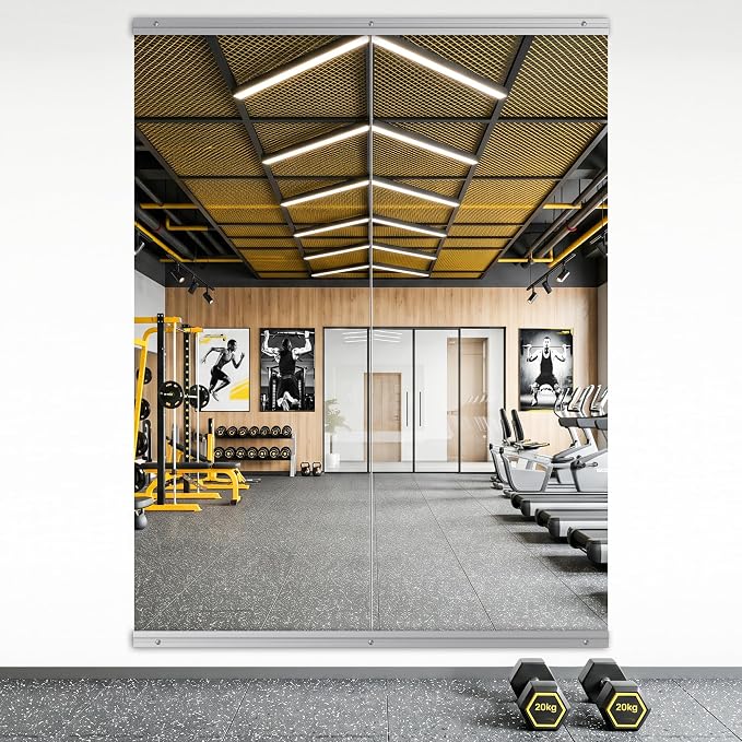63x24 2Pack Tempered Glass Gym Home Mirror | Wall Mounting Suitable for Gym, Yoga, Studio, Bedroom & Dancing Studio