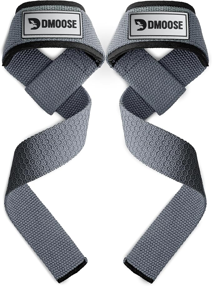 DMoose Fitness Lifting Straps 24" (Pair) - 5mm Padded Durable Wrist Straps for Weightlifting & Powerlifting - Cotton Lifting Strap with Silicone Grip for Men & Women - Deadlift Strap for Gym Workout