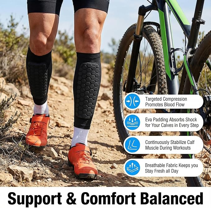 Soccer Shin Guards-2 Pairs Shin Pads for Kids Adults Teens,Shin Guards Soccer Calf Compression Sleeve with Honeycomb Pads,Lightweight Shin Protective Gear for Football,MTB,Baseball Soccer for Boy,Girl